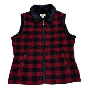 WOOLRICH PLAID Faux Fur Fleece Vintage Y2K Designer Fall Vest Womens Large